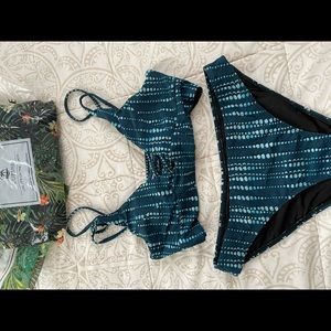 Cupshe Bikini Small Deep blue with teal dots